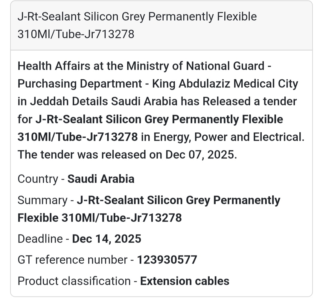 🚨 Urgent Tender Alert – Saudi Arabia 🇸🇦