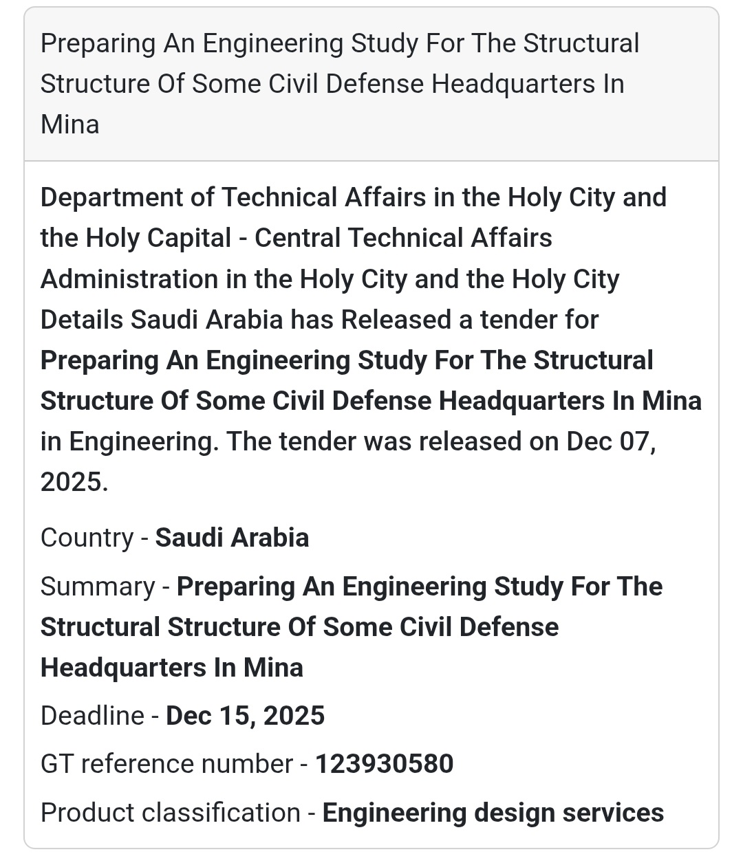 🚨 Urgent Tender Alert – Saudi Arabia 🇸🇦