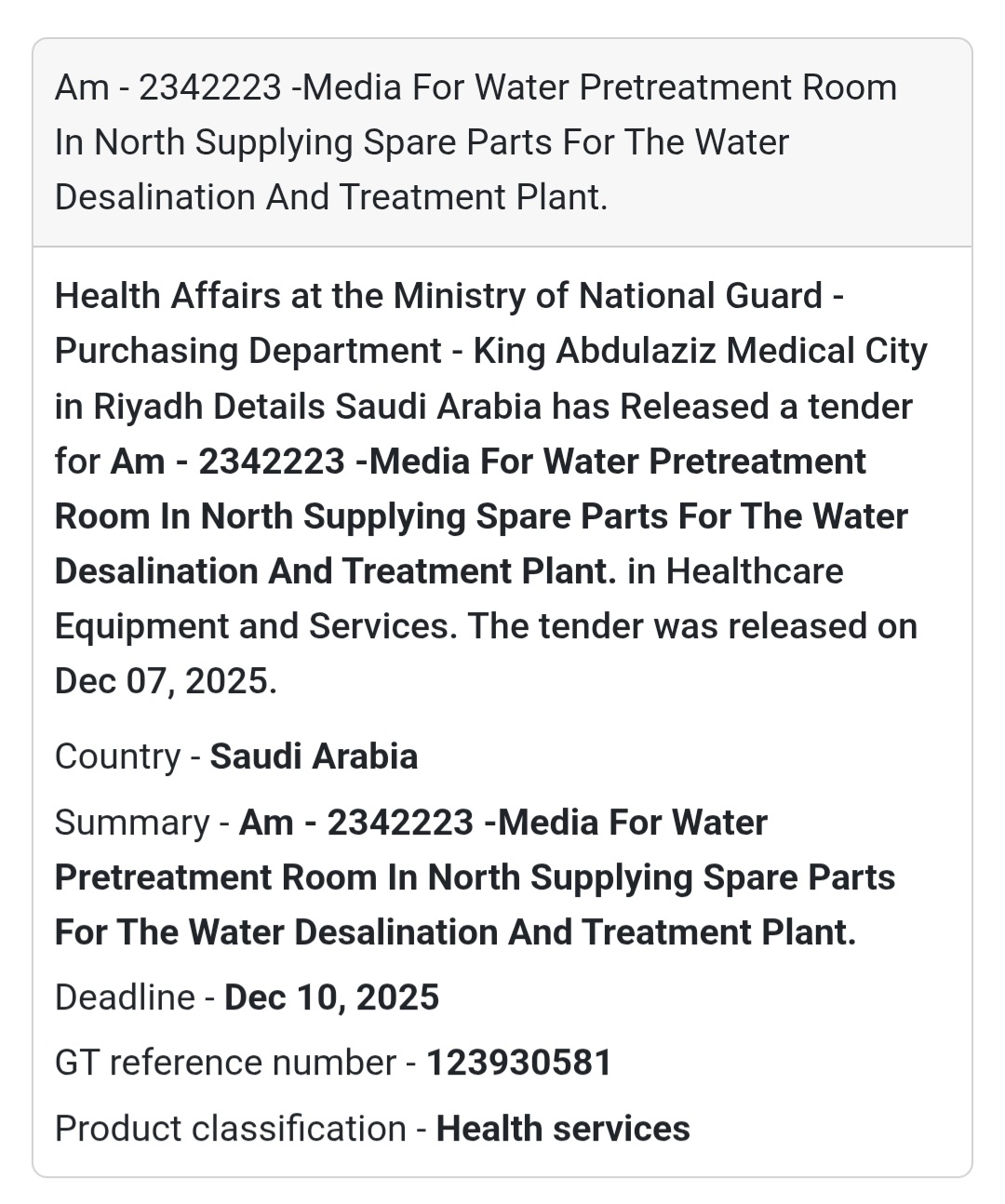 🚨 Urgent Tender Alert – Saudi Arabia 🇸🇦
