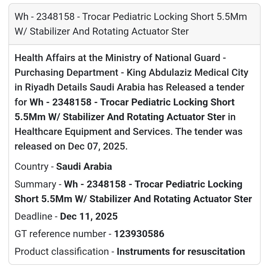 🚨 Urgent Tender Alert – Saudi Arabia 🇸🇦