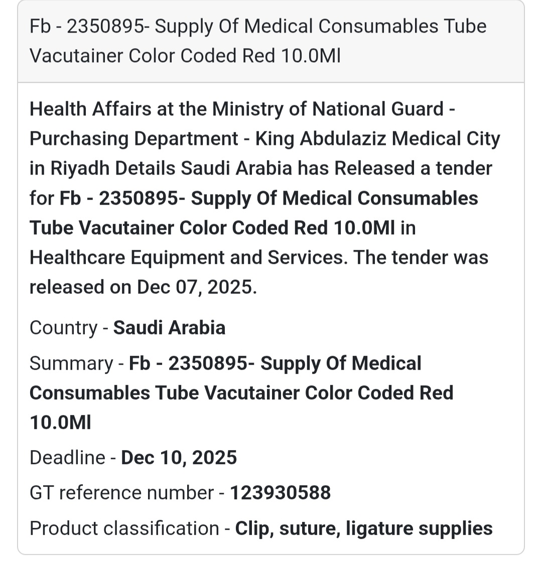 🚨 Urgent Tender Alert – Saudi Arabia 🇸🇦