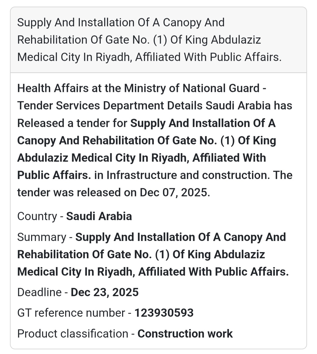 🚨 Urgent Tender Alert – Saudi Arabia 🇸🇦