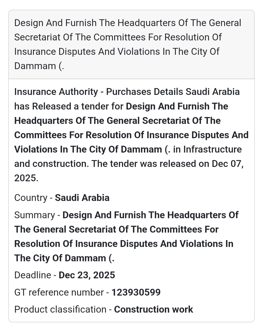 🚨 Urgent Tender Alert – Saudi Arabia 🇸🇦
