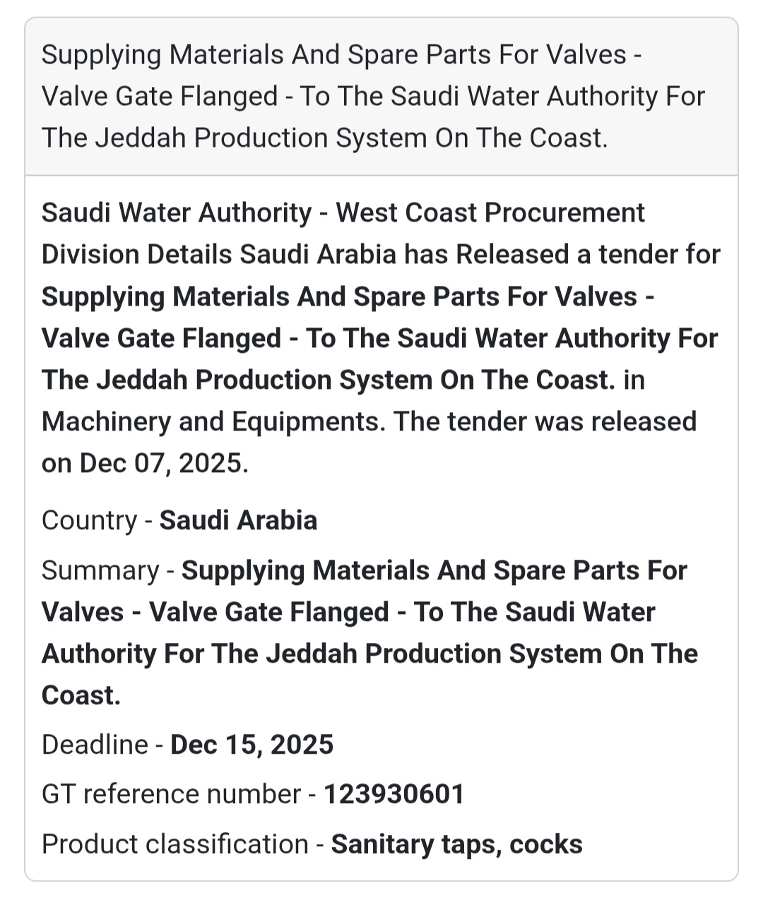 🚨 Urgent Tender Alert – Saudi Arabia 🇸🇦