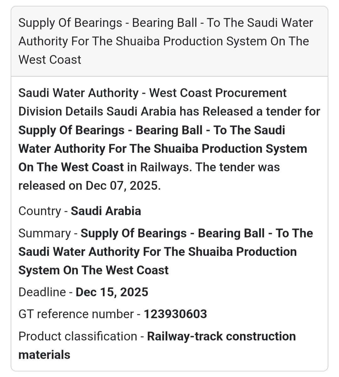 🚨 Urgent Tender Alert – Saudi Arabia 🇸🇦