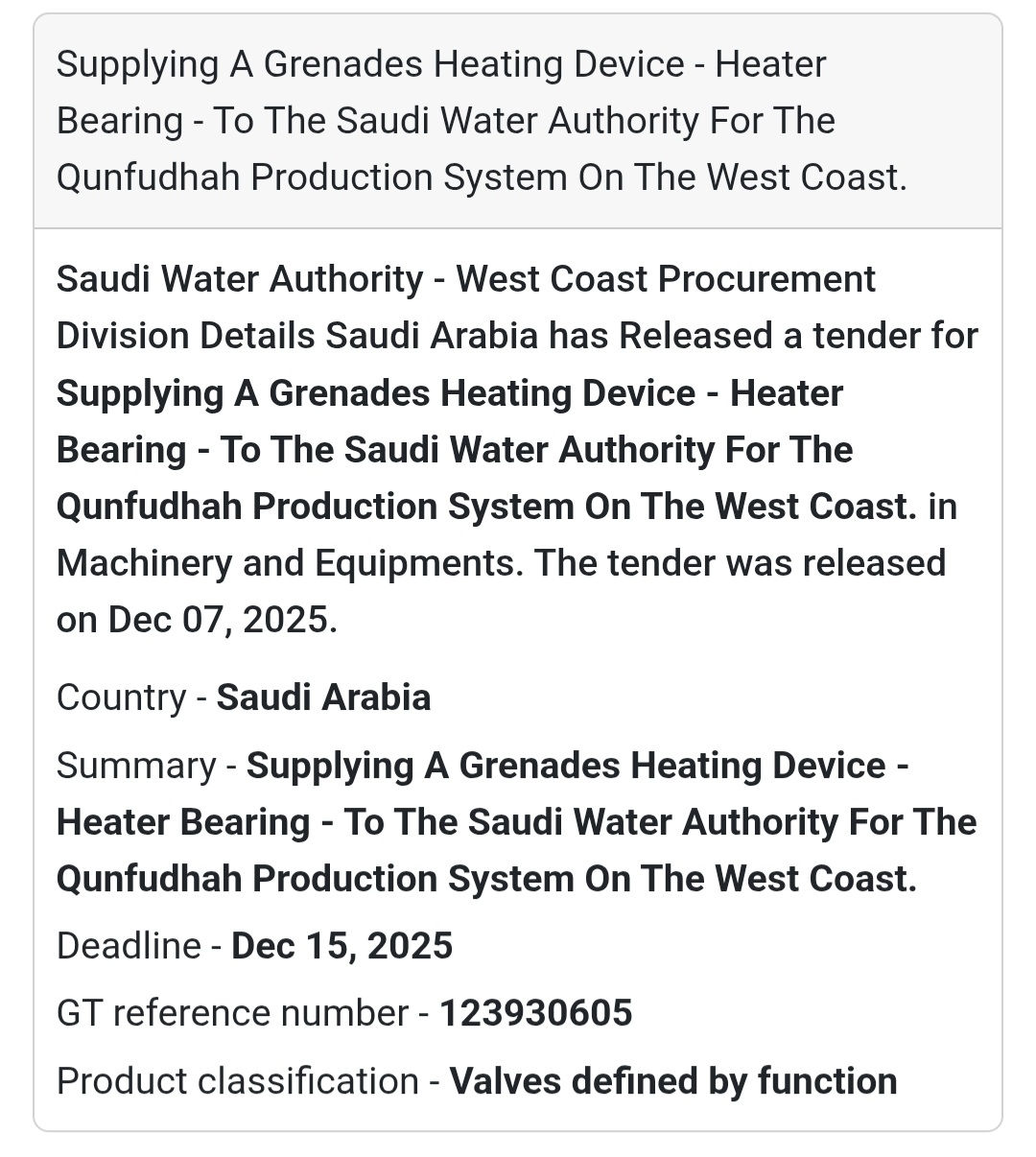 🚨 Urgent Tender Alert – Saudi Arabia 🇸🇦