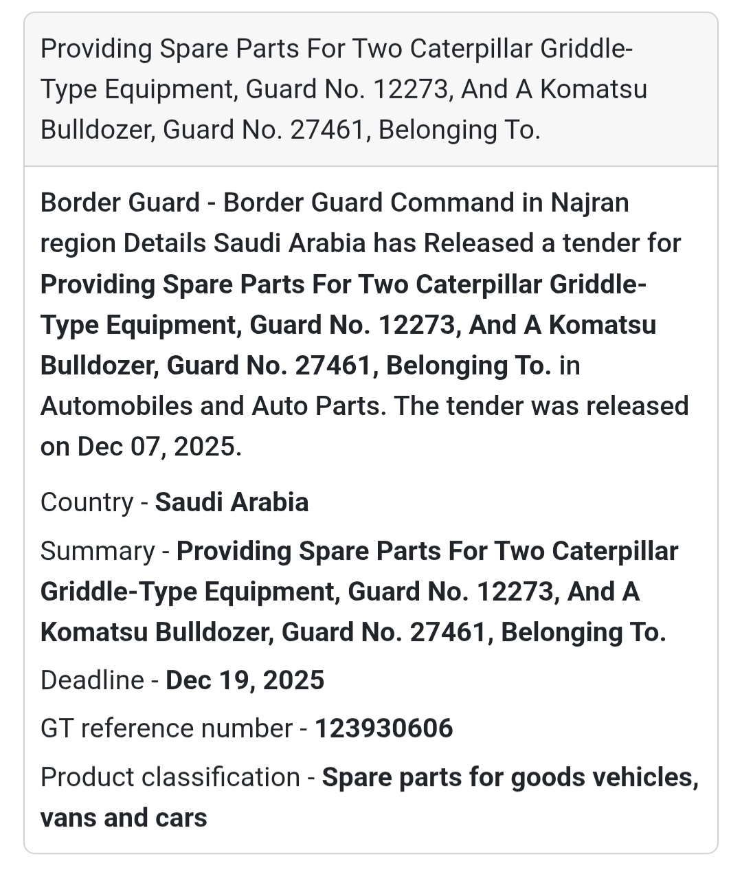 🚨 Urgent Tender Alert – Saudi Arabia 🇸🇦