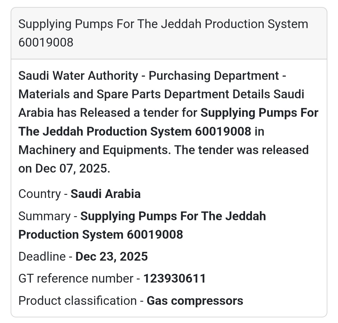 🚨 Urgent Tender Alert – Saudi Arabia 🇸🇦