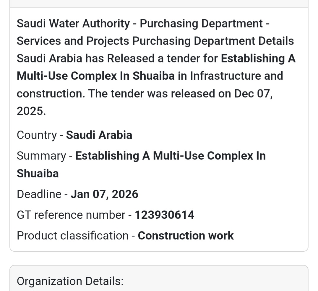 🚨 Urgent Tender Alert – Saudi Arabia 🇸🇦