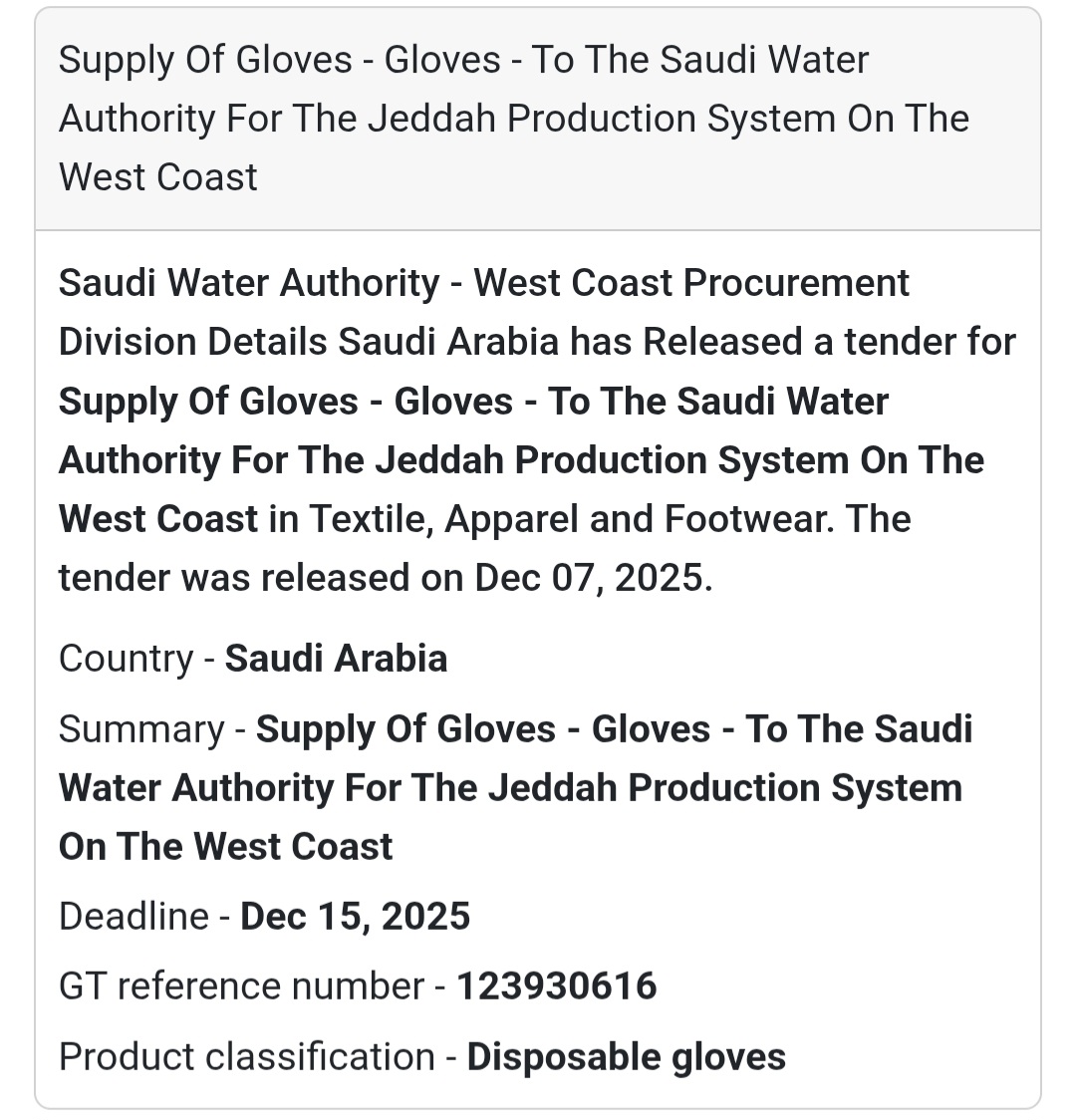 🚨 Urgent Tender Alert – Saudi Arabia 🇸🇦