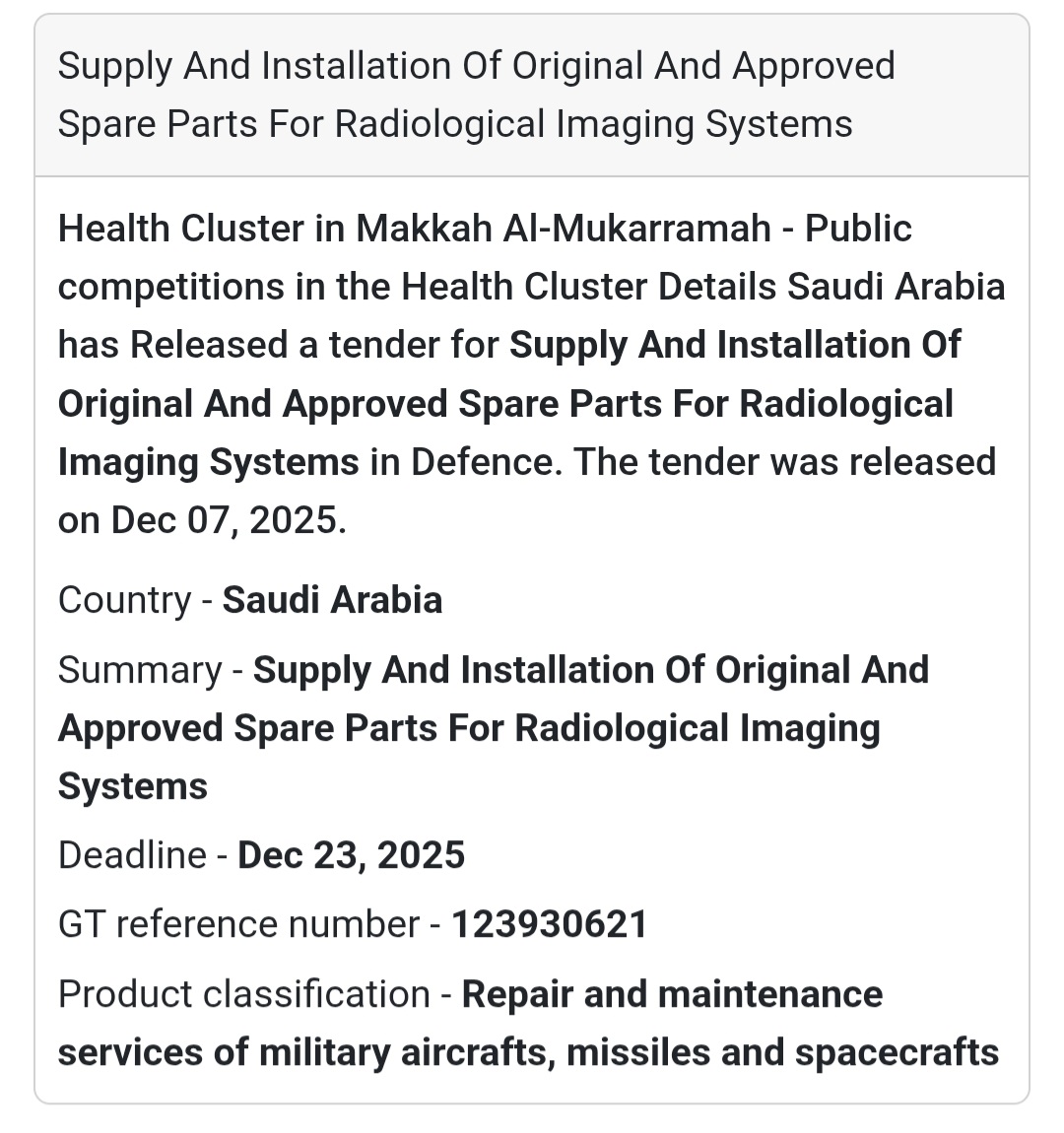 🚨 Urgent Tender Alert – Saudi Arabia 🇸🇦
