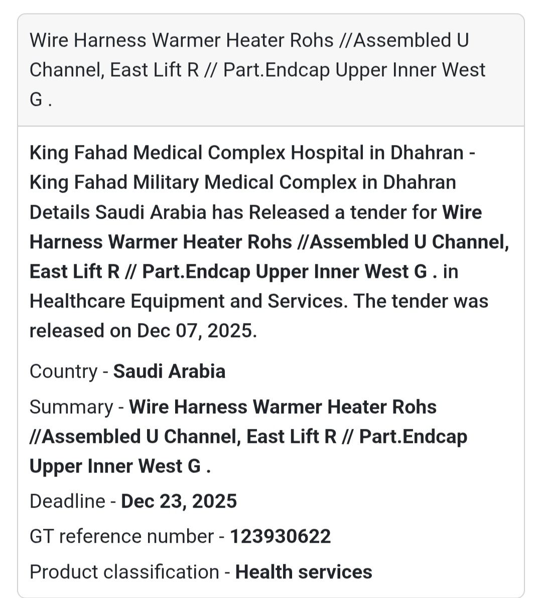 🚨 Urgent Tender Alert – Saudi Arabia 🇸🇦