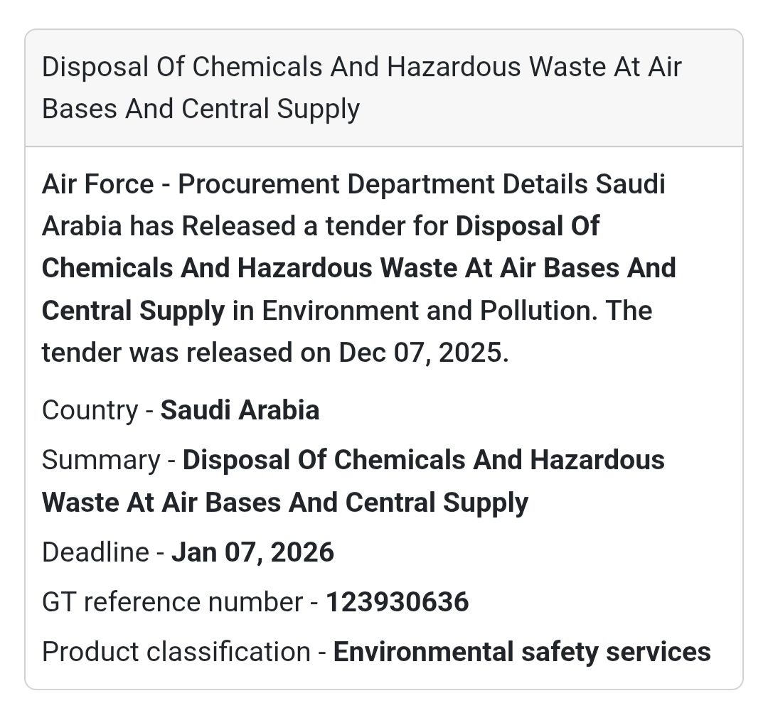 🚨 Urgent Tender Alert – Saudi Arabia 🇸🇦