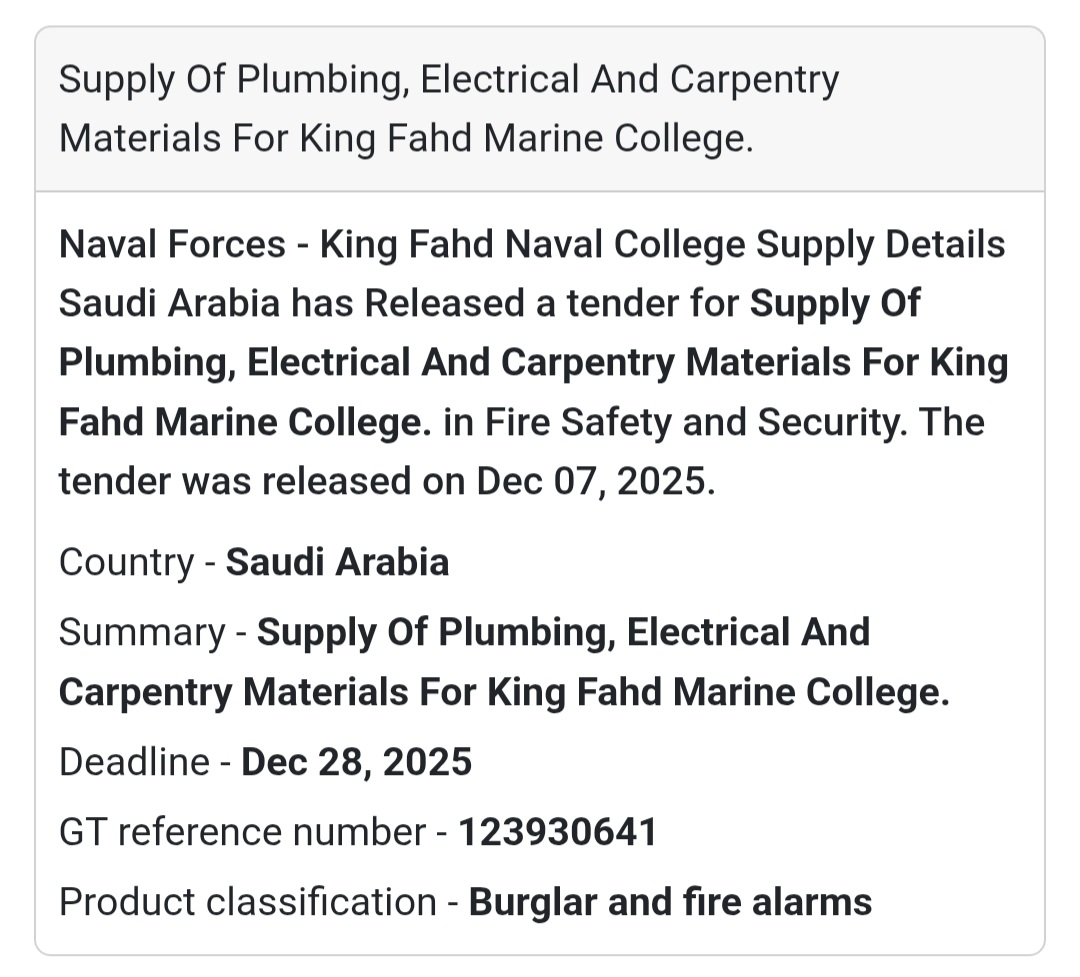 🚨 Urgent Tender Alert – Saudi Arabia 🇸🇦