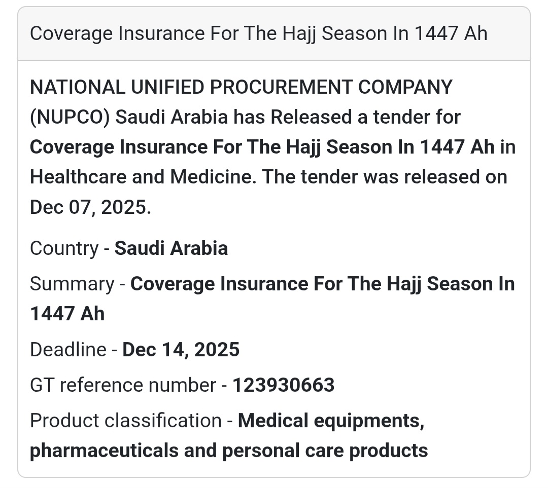 🚨 Urgent Tender Alert – Saudi Arabia 🇸🇦