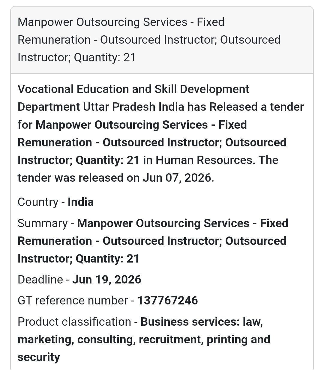 📍 Uttar Pradesh, India | Manpower Outsourcing Services – Outsourced Instructor