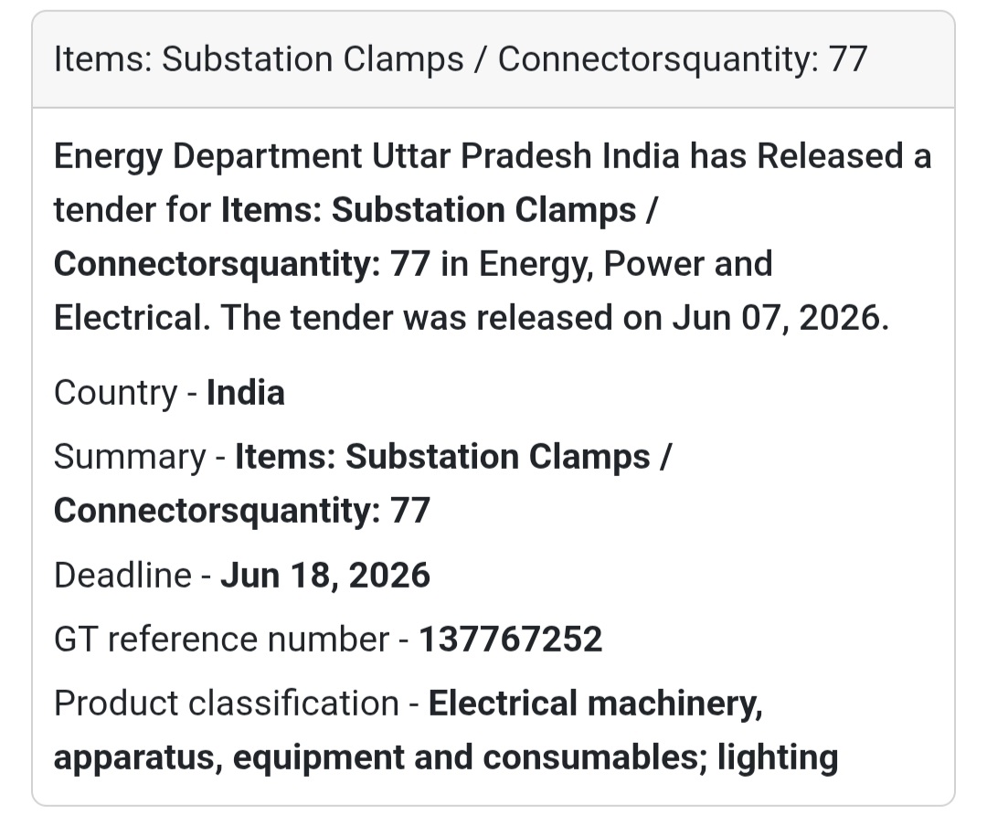 📍 Uttar Pradesh, India | Substation Clamps / Connectors