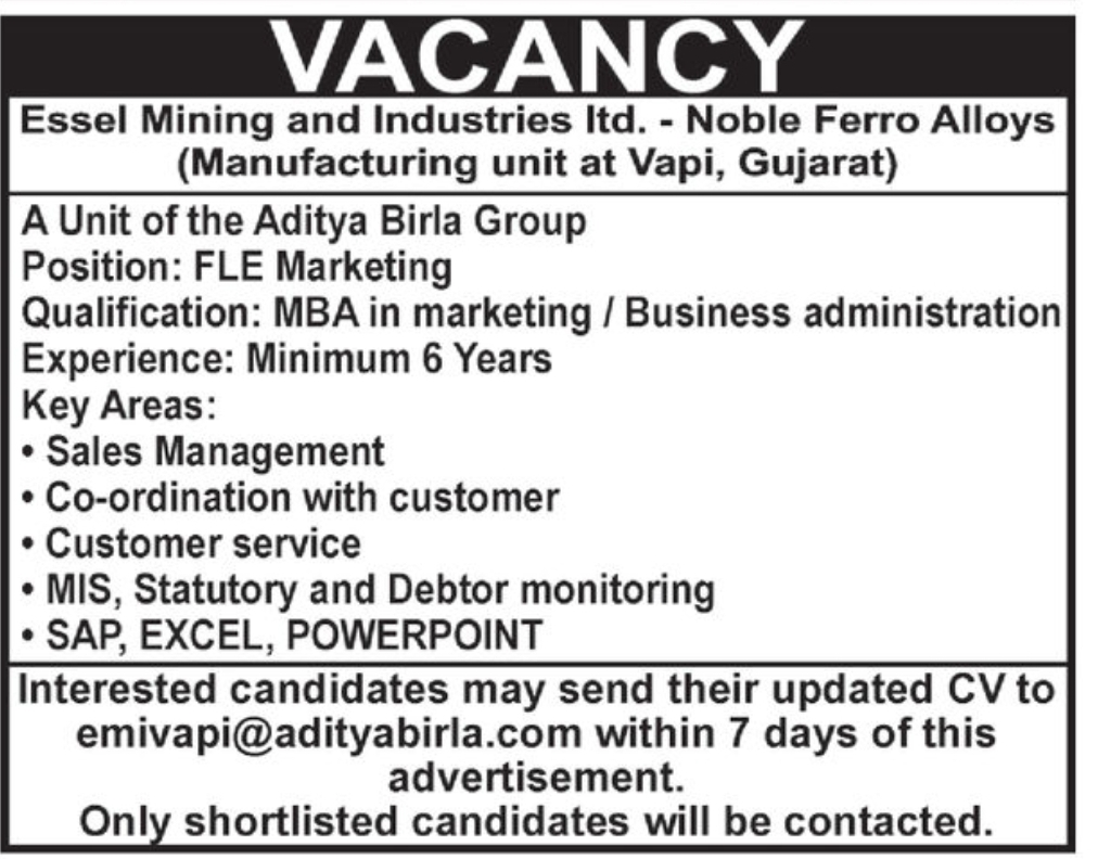 💼 Vacancy – FLE Marketing | Essel