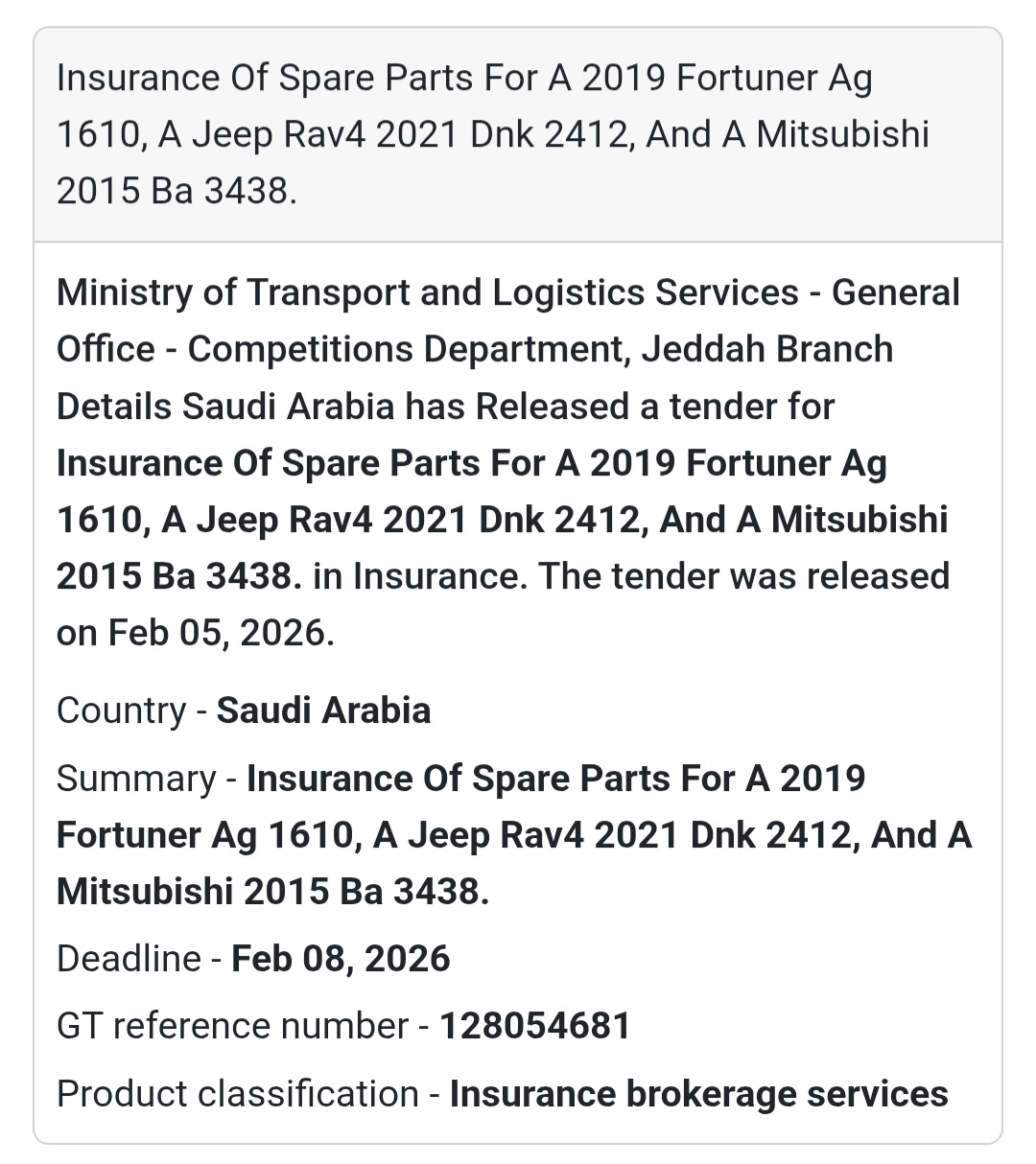 🚗 Vehicle Spare Parts Insurance