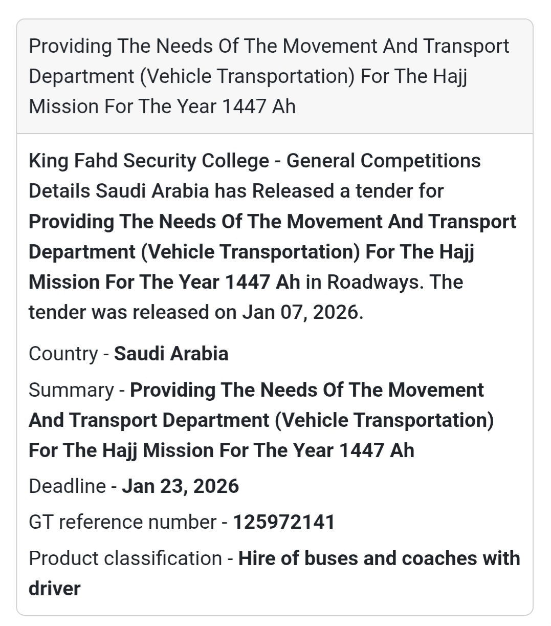 🚌 Vehicle Transport for Hajj Mission 1447 AH