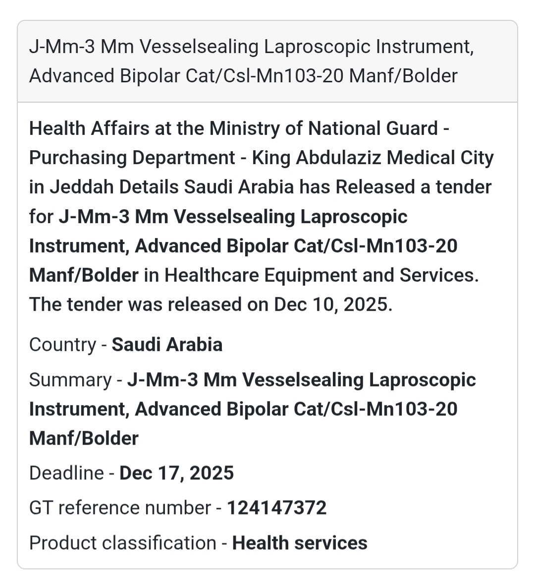 🏥 Vessel Sealing Laparoscopic Instrument (3mm)