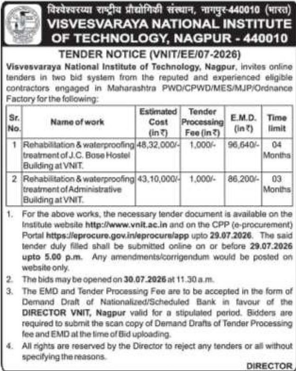 🏗️ VNIT Nagpur – E-Tender Notice
