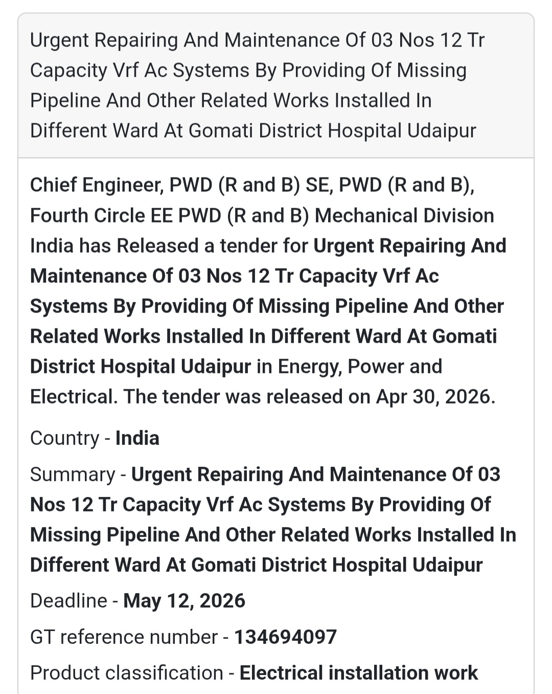 ⚡ VRF AC System Repair – Gomati Hospital