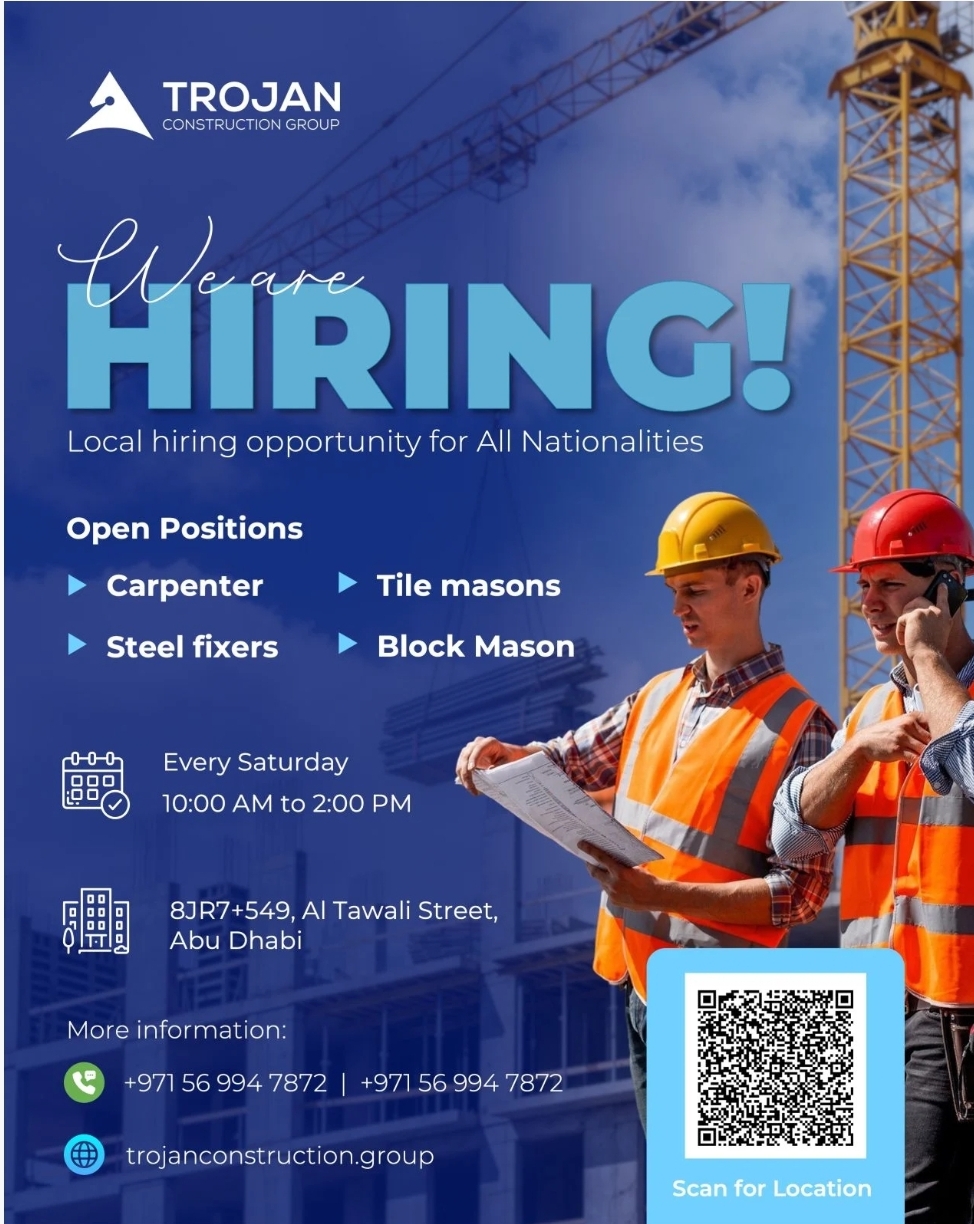 🏗️ Walk-In Interview 2026 – Construction Jobs in Abu Dhabi