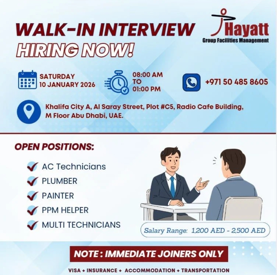 🚨 WALK-IN INTERVIEW – ABU DHABI 🇦🇪 🚨