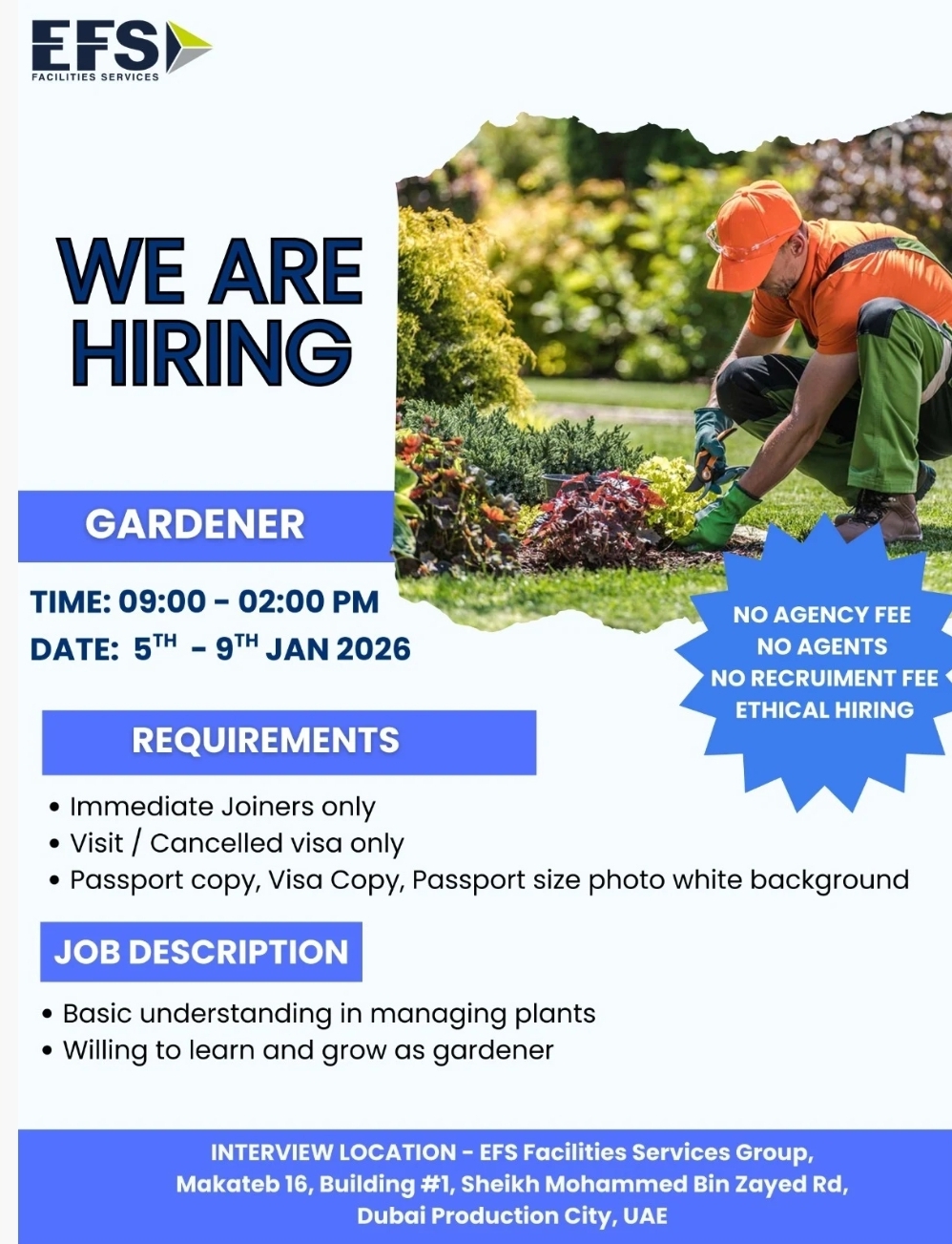 🌿🚶‍♂️ WALK-IN INTERVIEW – GARDENER | DUBAI 🚶‍♀️🌿