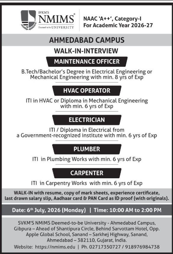 💼 Walk-in Interview – NMIMS