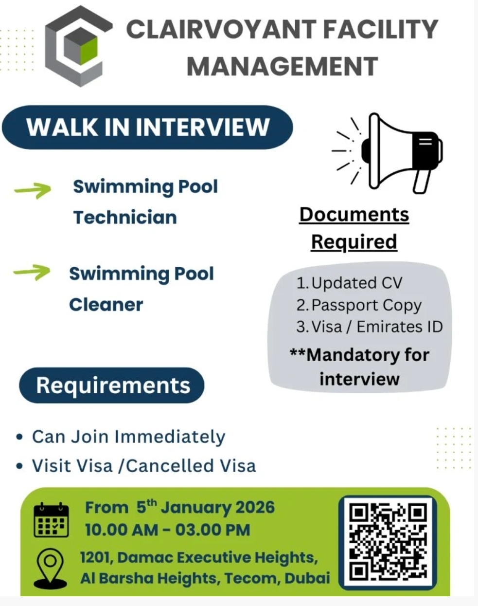 🏊‍♂️🧹 WALK-IN INTERVIEW – SWIMMING POOL TECHNICIANS & CLEANERS | DUBAI 🧹🏊‍♀️