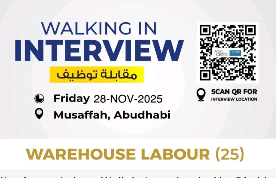 📢 Walk-In Interview – Warehouse Labour Jobs in Abu Dhabi!