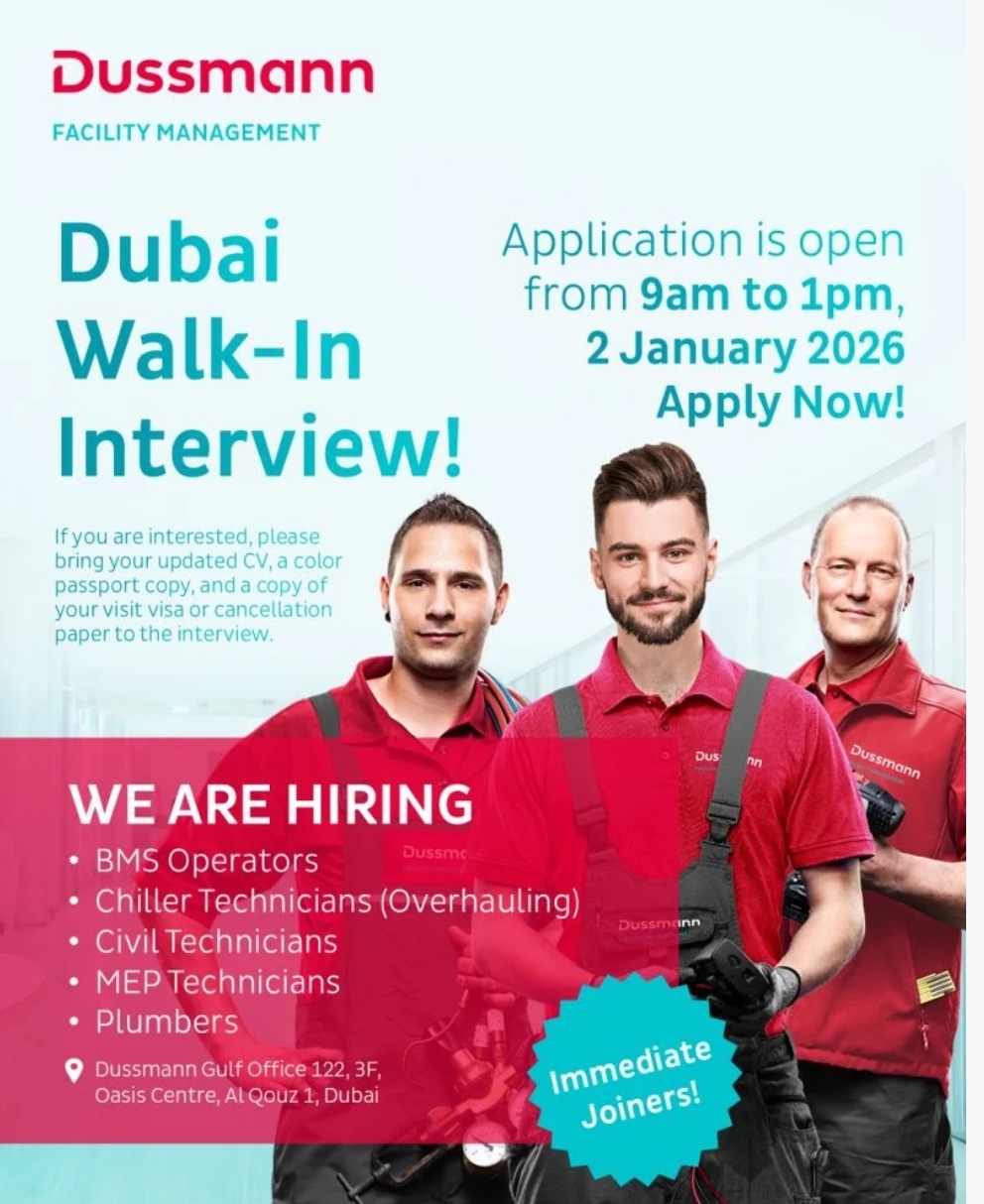 🛠️ WALK-IN INTERVIEWS – DUBAI 🇦🇪