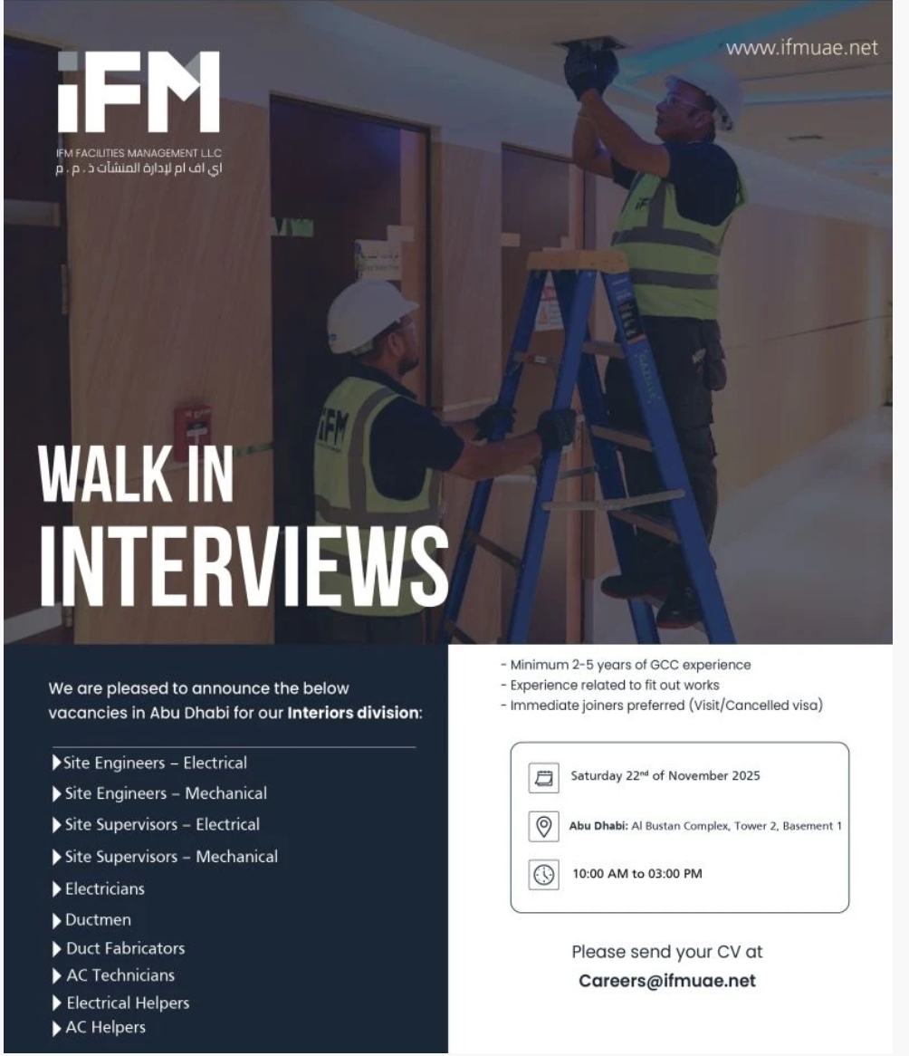 🚀 Walk-In Interviews in Abu Dhabi – November 2025!