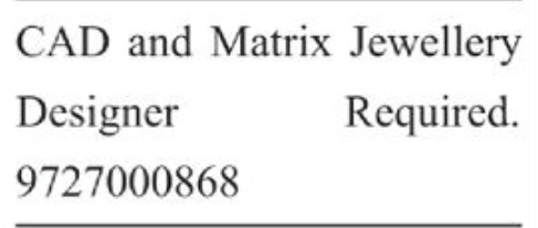 📢 WANTED | CAD & Matrix Jewellery Designer