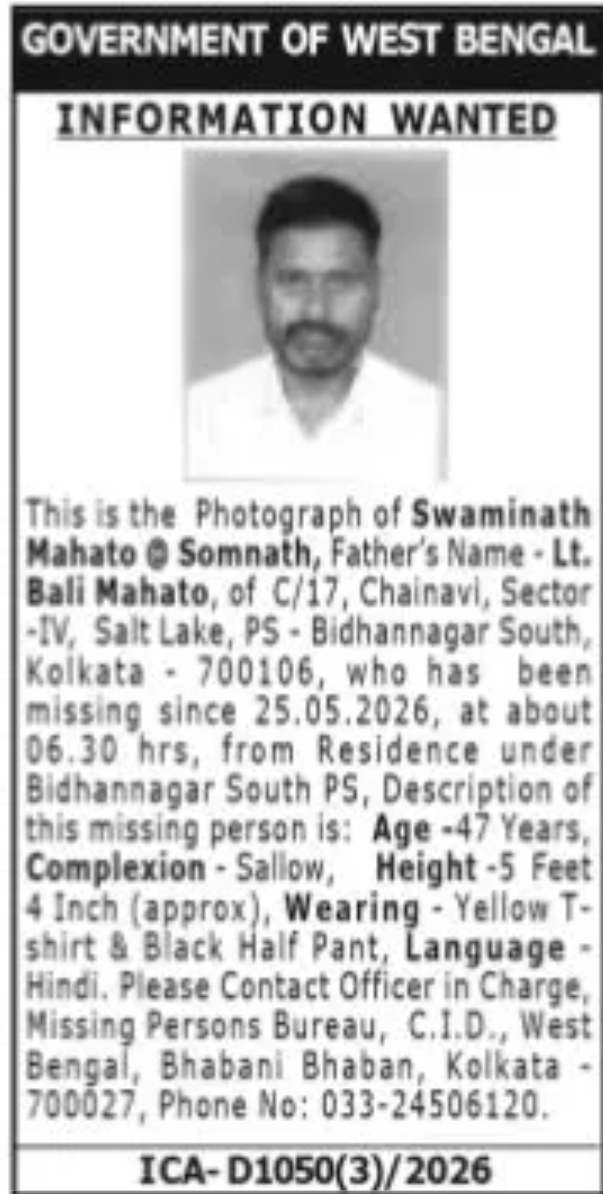 WANTED SWAMINATH MAHOTA