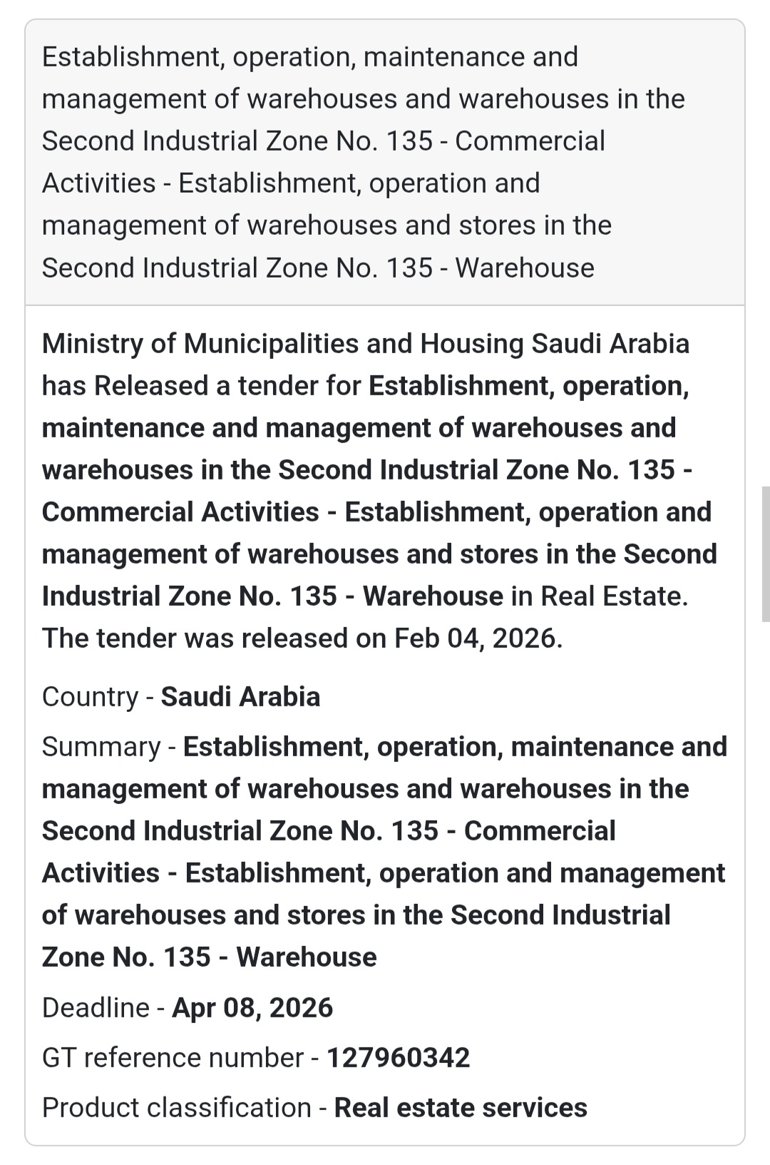 🏭 Warehouse Development – Industrial Zone 135