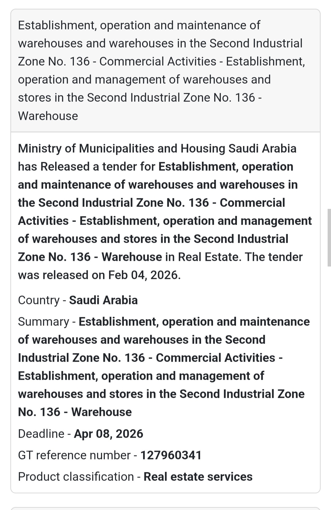 🏭 Warehouse Establishment & Management – Industrial Zone 136