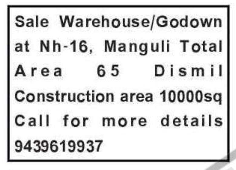 🏭 Warehouse / Godown for Sale📢 Spacious warehouse/godown available for sale.