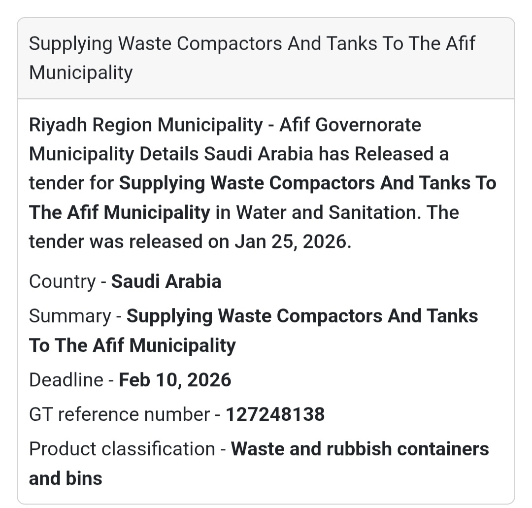 🗑️ Waste Compactors & Tanks – Afif Municipality
