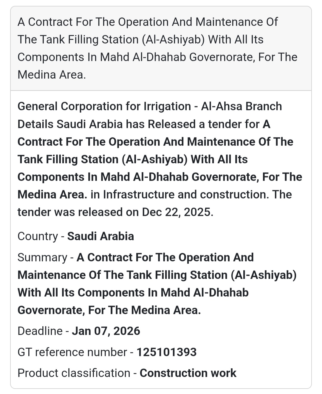 🚰 Water Infrastructure O&M – Saudi Arabia 🇸🇦