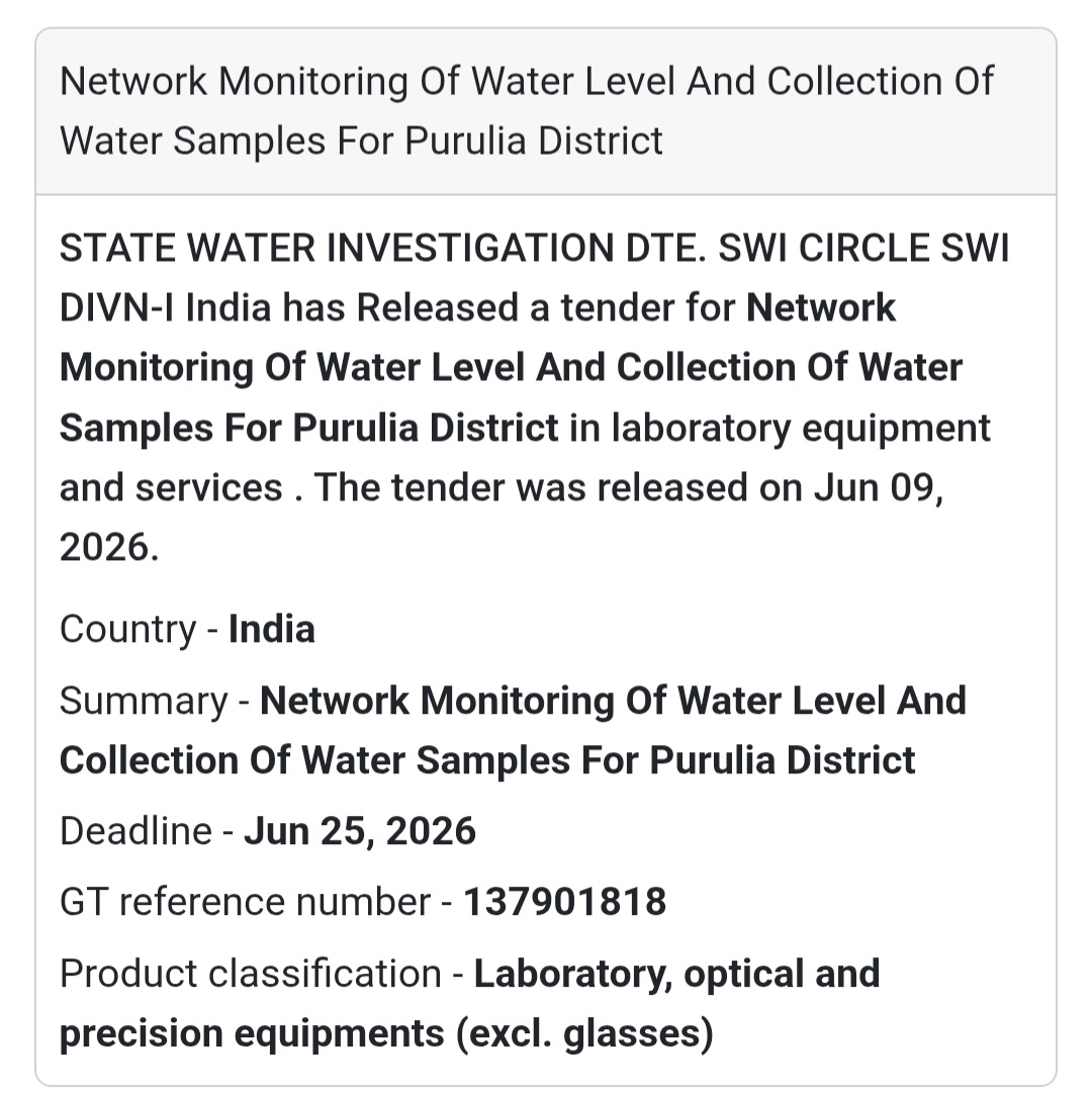 💧 Water Level Monitoring & Sample Collection Services | 📍 Purulia, West Bengal
