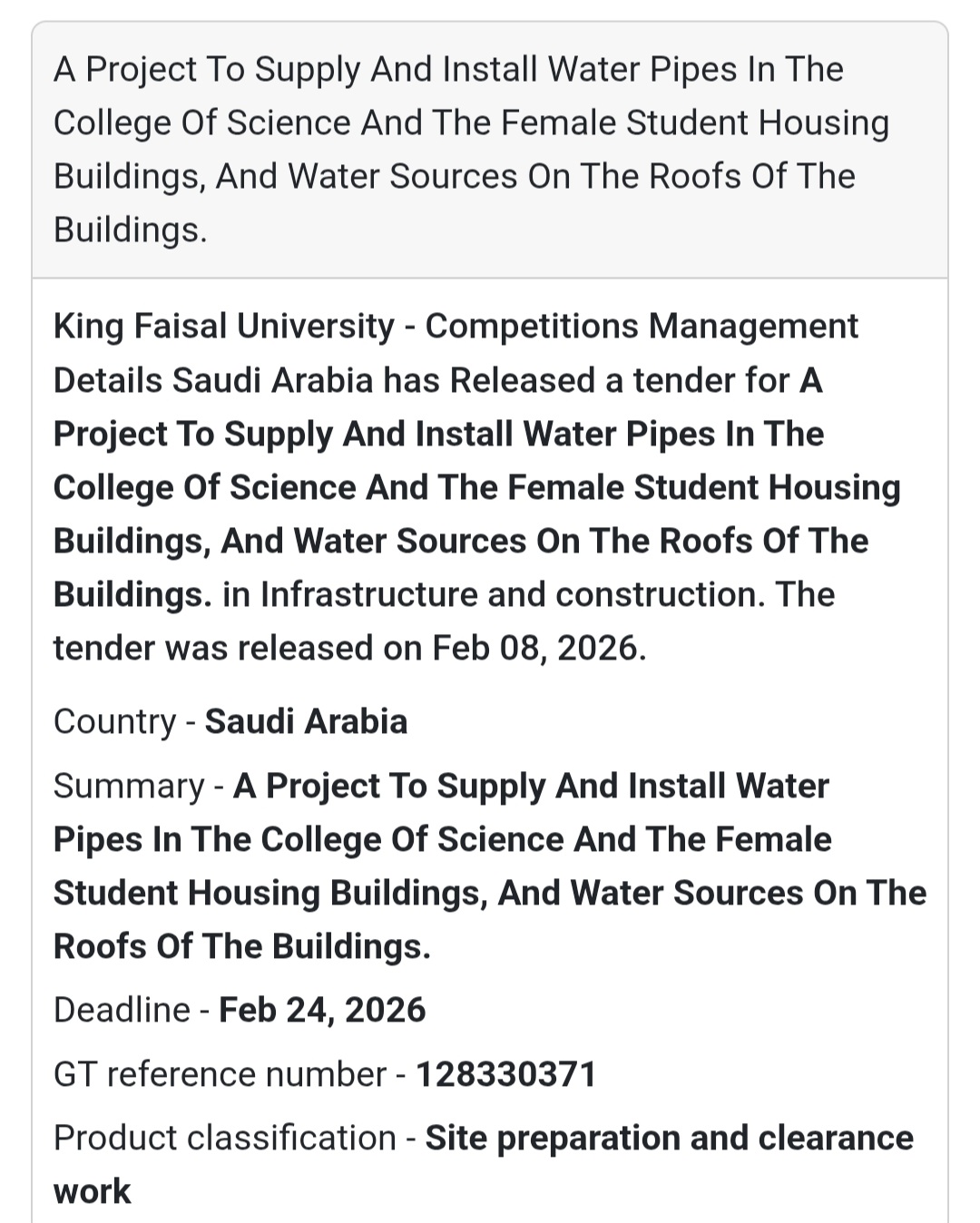 🚰 Water Pipes Installation Project – University Facilities