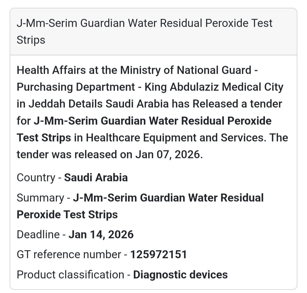 🧪 Water Residual Peroxide Test Strips