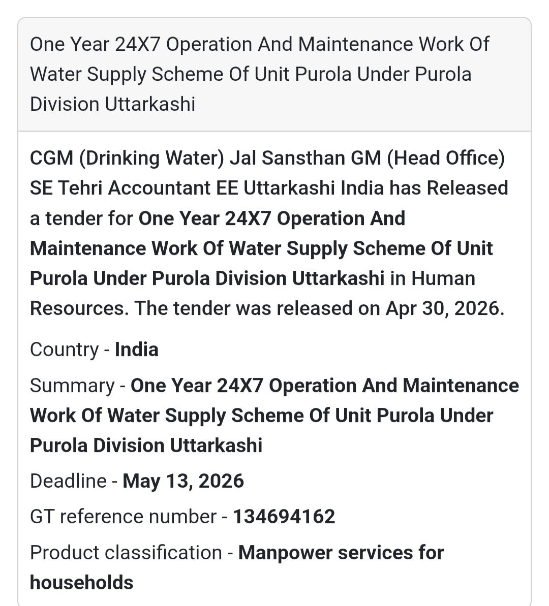 💧 Water Supply O&M – Purola