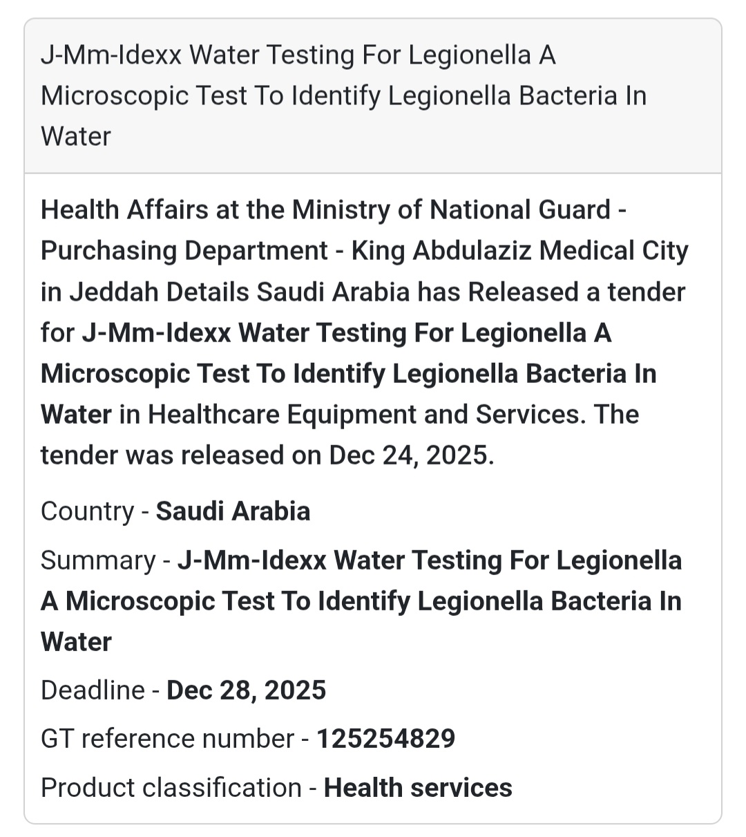 🧪 Water Testing for Legionella – KAMC Jeddah 🇸🇦