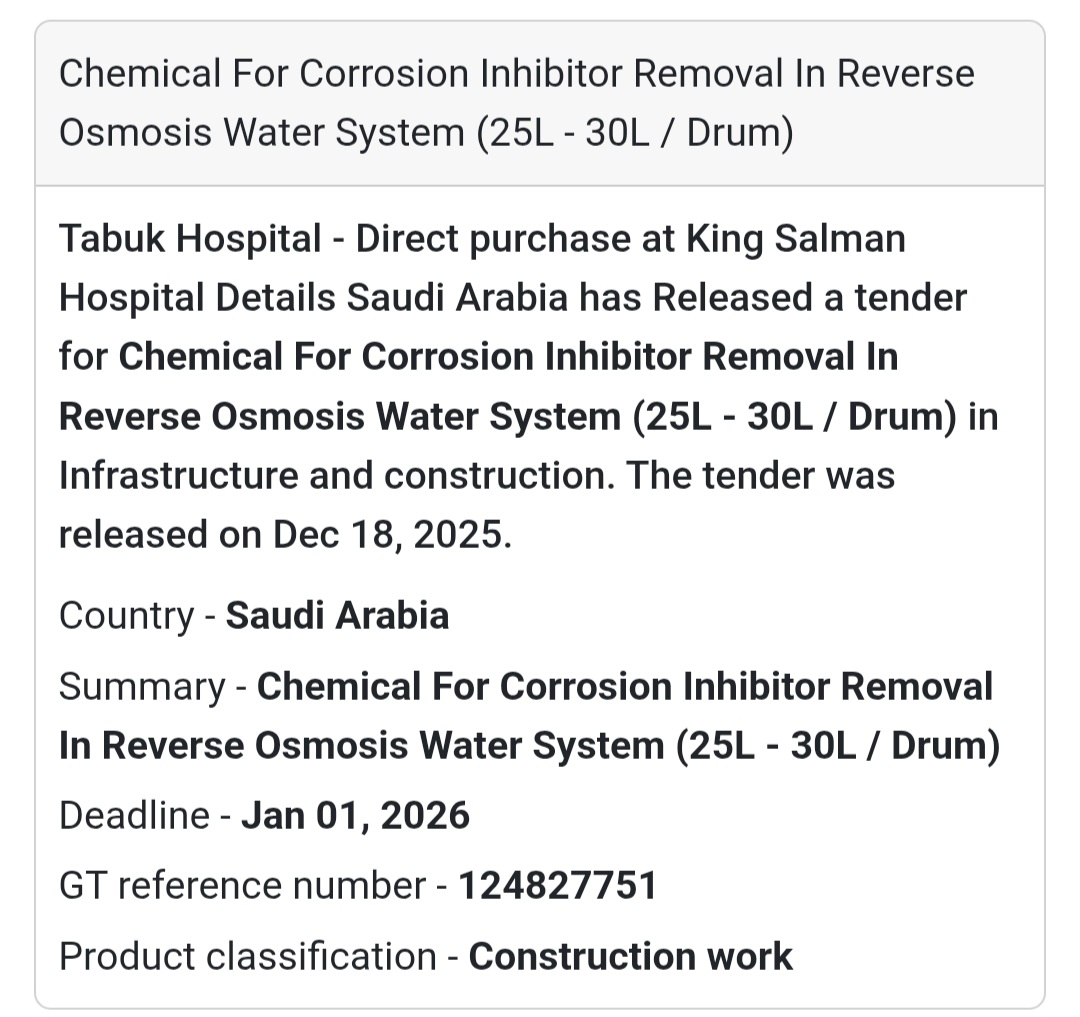 🔔 Water Treatment Chemical Supply | Saudi Arabia 🇸🇦