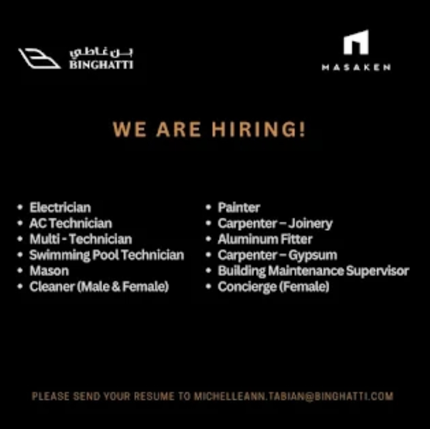 🚨 WE’RE HIRING – FACILITY MANAGEMENT & MAINTENANCE | UAE 🚨