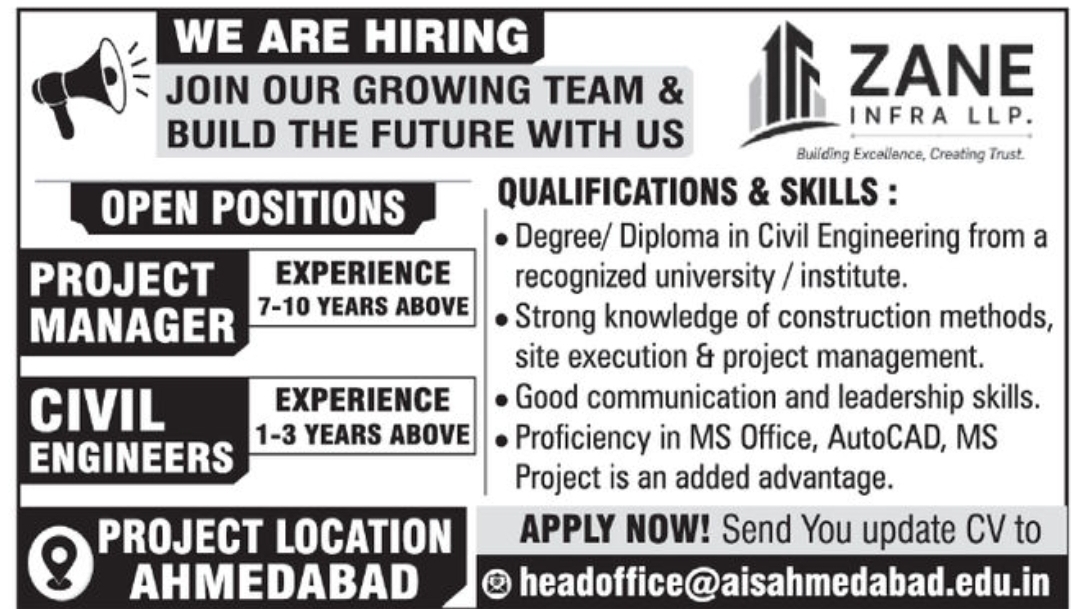🏗️ We're Hiring – Zane Infra LLP